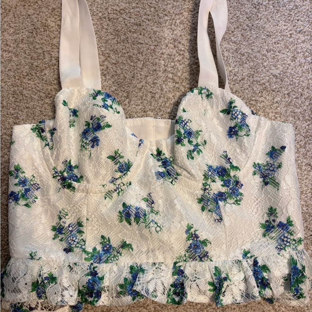 Lovers and Friends Edina Lace Crop Top NWT in Bouquet Floral Multi Size Small - Picture 5 of 9